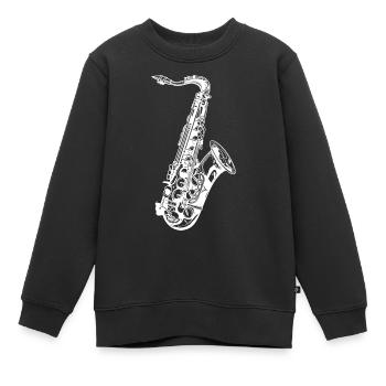 Saxophon Skizze - Kinder Premium Organic Sweatshirt - Schwarz - Vorne - AI Model Kid Female (0cm)