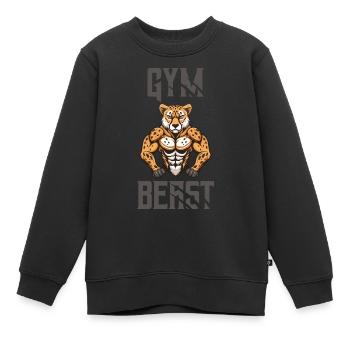 gepard gym beast - Kinder Premium Organic Sweatshirt - Schwarz - Vorne - AI Model Kid Female (0cm)