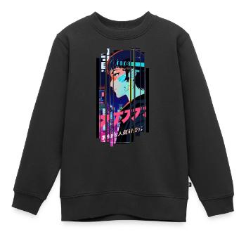 Cyborg Woman kanji futuristique - Sweat Premium enfant bio - noir - Devant - AI Model Kid Female (0cm)