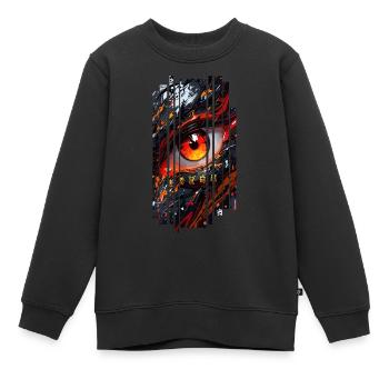 Cyborg yeux dragon fille - Sweat Premium enfant bio - noir - Devant - AI Model Kid Female (0cm)