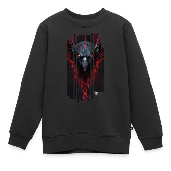 Cyborg corbeau kanji rouge - Sweat Premium enfant bio - noir - Devant - AI Model Kid Female (0cm)