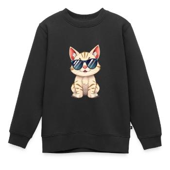Cool Cat - Kinder Premium Organic Sweatshirt - Schwarz - Vorne - AI Model Kid Female (0cm)