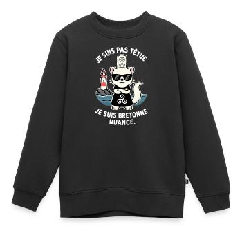 Ich bin nicht stur hermine bretonne humor bretagne - Kinder Premium Organic Sweatshirt - Schwarz - Vorne - AI Model Kid Female (0cm)