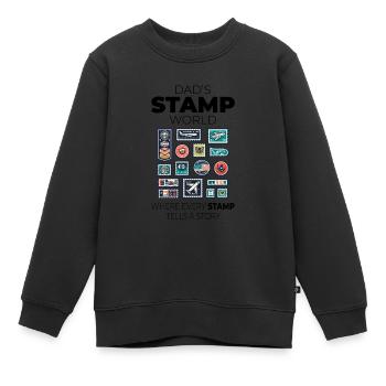 Timbres-poste d’époque Collectionneur de papa - Sweat Premium enfant bio - noir - Devant - AI Model Kid Female (0cm)