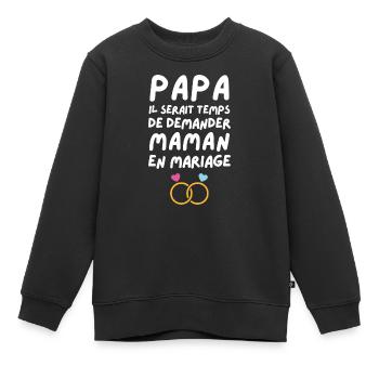 Papa demande en mariage maman - Sweat Premium enfant bio - noir - Devant - AI Model Kid Female (0cm)