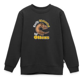 Distrait par les loutres, animal ironique de la - Sweat Premium enfant bio - noir - Devant - AI Model Kid Female (0cm)