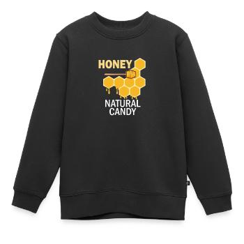 Bonbons en forme de nid d'abeille Nature Candy - Sweat Premium enfant bio - noir - Devant - AI Model Kid Female (0cm)