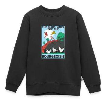 Die Vögel arbeiten für die Bourgeoisie - Kinder Premium Organic Sweatshirt - Schwarz - Vorne - AI Model Kid Female (0cm)