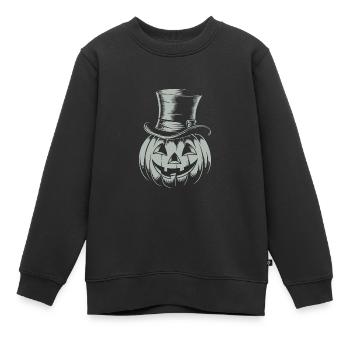 Halloweenkürbis mit Zylinder Strichzeichnung - Kinder Premium Organic Sweatshirt - Schwarz - Vorne - AI Model Kid Female (0cm)