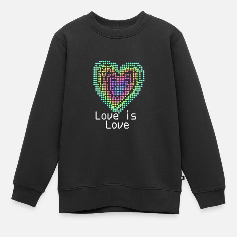 Herz, 3d, Computerherz, regenbogen, bunt - Kinder Premium Organic Sweatshirt - Schwarz