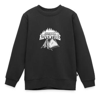 Tente Caming Outdoor Adventure - Idée cadeau - Sweat Premium enfant bio - noir - Devant - AI Model Kid Female (0cm)