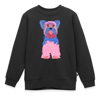 Yorkshire Terrier, Hund, Pink Blau Verrückt Lustig - Kinder Premium Organic Sweatshirt - Schwarz - Vorne - AI Model Kid Female (0cm)