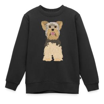 Yorkshire terrier Hund, Braun Natürlich Lustig - Kinder Premium Organic Sweatshirt - Schwarz - Vorne - AI Model Kid Female (0cm)