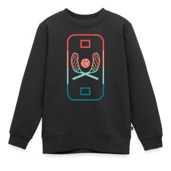 Floorball Spielfeld Floorballer Retro Unihockey - Kinder Premium Organic Sweatshirt - Schwarz - Vorne - AI Model Kid Female (0cm)