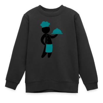 Ein Gourmet-Koch bedient Gäste - Kinder Premium Organic Sweatshirt - Schwarz - Vorne - AI Model Kid Female (0cm)