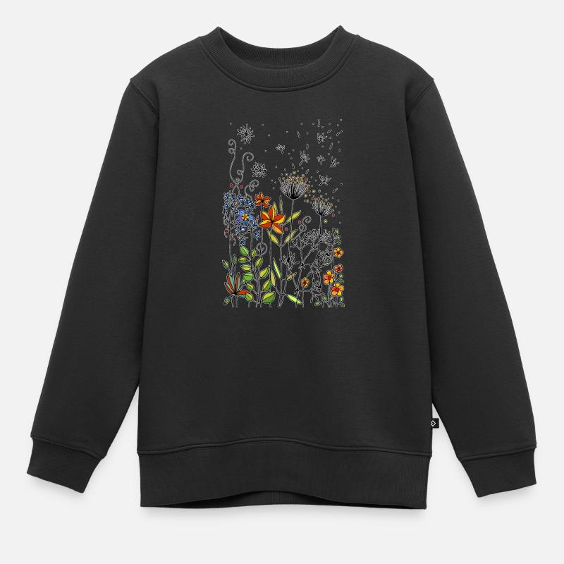 Bunte Blumen - Kinder Premium Organic Sweatshirt - Schwarz