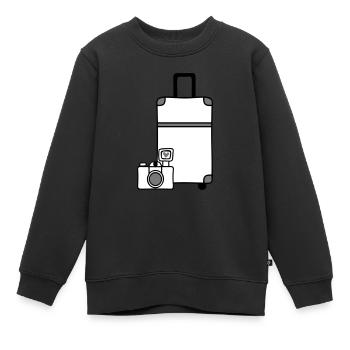 Caméra valise voyage amour - Sweat Premium enfant bio - noir - Devant - AI Model Kid Female (0cm)
