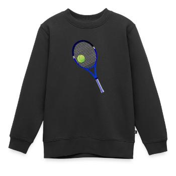 Tennisschläger und Ball - Kinder Premium Organic Sweatshirt - Schwarz - Vorne - AI Model Kid Female (0cm)