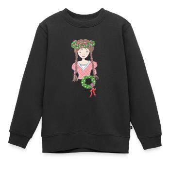 La fille de fleur brun Moyen Age - Sweat Premium enfant bio - noir - Devant - AI Model Kid Female (0cm)