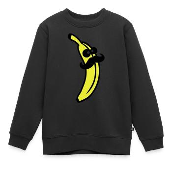 Sir Mustache Banana - Kinder Premium Organic Sweatshirt - Schwarz - Vorne - AI Model Kid Female (0cm)