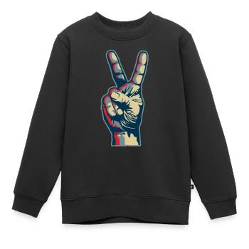Peace hand - Kinder Premium Organic Sweatshirt - Schwarz - Vorne - AI Model Kid Female (0cm)