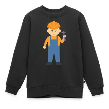 ouvrier du batiment - Sweat Premium enfant bio - noir - Devant - AI Model Kid Female (0cm)