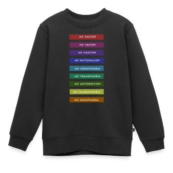 no racism no sexism no fascism no transphobia - Sweat Premium enfant bio - noir - Devant - AI Model Kid Female (0cm)