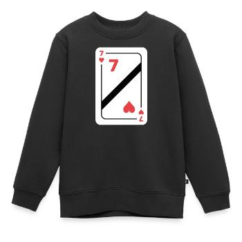 Herz Sieben Spielkarte Pokerkarte - Kinder Premium Organic Sweatshirt - Schwarz - Vorne - AI Model Kid Female (0cm)