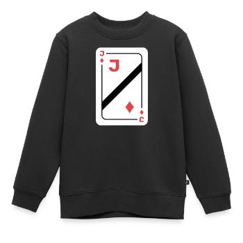Valet de Carreau Carte à jouer Carte de poker - Sweat Premium enfant bio - noir - Devant - AI Model Kid Female (0cm)