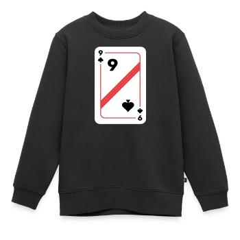 Pik Neun Spielkarte Pokerkarte - Kinder Premium Organic Sweatshirt - Schwarz - Vorne - AI Model Kid Female (0cm)