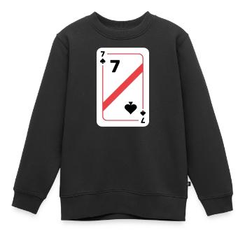 Sept piques Carte à jouer Carte de poker - Sweat Premium enfant bio - noir - Devant - AI Model Kid Female (0cm)