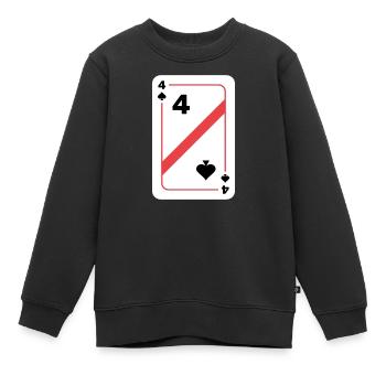 Pik Vier Spielkarte Pokerkarte - Kinder Premium Organic Sweatshirt - Schwarz - Vorne - AI Model Kid Female (0cm)