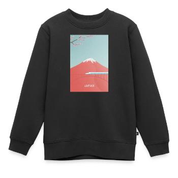 Japanische Berglandschaft mit Shinkansen - Kinder Premium Organic Sweatshirt - Schwarz - Vorne - AI Model Kid Female (0cm)