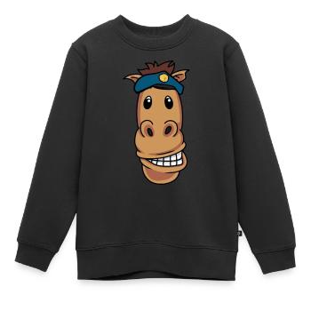 Déploiement de chevaux de police Travail d’officier de police à lumière bleue - Sweat Premium enfant bio - noir - Devant - AI Model Kid Female (0cm)