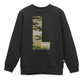 Tarnbuchstabe L - Kinder Premium Organic Sweatshirt - Schwarz - Vorne - AI Model Kid Female (0cm)