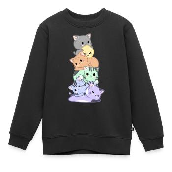 Regenbogen Katzen Haufen - Kinder Premium Organic Sweatshirt - Schwarz - Vorne - AI Model Kid Female (0cm)