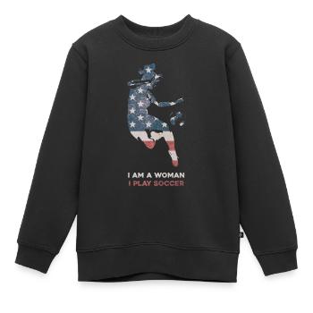 Frauenfußball - Kinder Premium Organic Sweatshirt - Schwarz - Vorne - AI Model Kid Female (0cm)