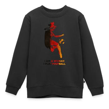 Frauenfußball - Kinder Premium Organic Sweatshirt - Schwarz - Vorne - AI Model Kid Female (0cm)