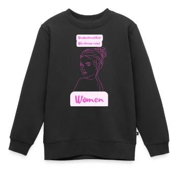 comprendre que nous avons toujours besoin de femmes - Sweat Premium enfant bio - noir - Devant - AI Model Kid Female (0cm)