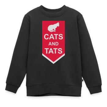 cats and tats Zitat - Kinder Premium Organic Sweatshirt - Schwarz - Vorne - AI Model Kid Female (0cm)