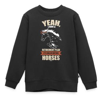 Rente alt Oma Opa Pferdeliebhaber Geschenk - Kinder Premium Organic Sweatshirt - Schwarz - Vorne - AI Model Kid Female (0cm)