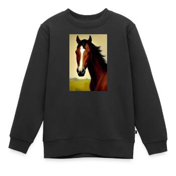 Pferdekopf Öl Malerei - Kinder Premium Organic Sweatshirt - Schwarz - Vorne - AI Model Kid Female (0cm)