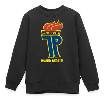 DDR Pionier Ostalgie Geschenkidee - Kinder Premium Organic Sweatshirt - Schwarz - Vorne - AI Model Kid Female (0cm)