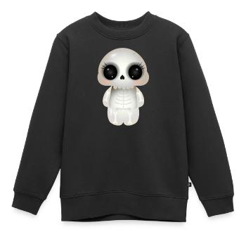 cute skull with dark eye sockets and eyelashes - Kids Premium Organic Sweatshirt - black - Front - AI Model Kid Female (0cm)