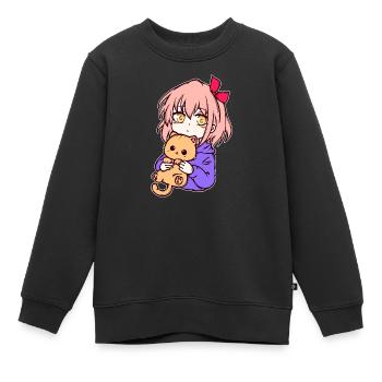 Anime Mädchen Manga Zeichentrick Comic Mangastyle - Kinder Premium Organic Sweatshirt - Schwarz - Vorne - AI Model Kid Female (0cm)