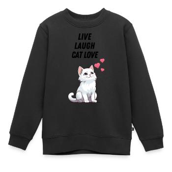 Cat Love Katzenliebe - Kinder Premium Organic Sweatshirt - Schwarz - Vorne - AI Model Kid Female (0cm)
