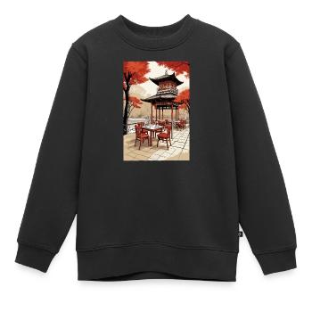Café asiatique - Sweat Premium enfant bio - noir - Devant - AI Model Kid Female (0cm)