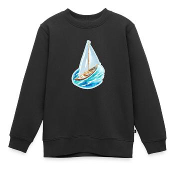 Segelschiff - Kinder Premium Organic Sweatshirt - Schwarz - Vorne - AI Model Kid Female (0cm)