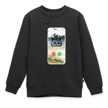 Der Strand ruft an ! Urlaub Meer Entspannen - Kinder Premium Organic Sweatshirt - Schwarz - Vorne - AI Model Kid Female (0cm)