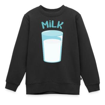 Verre de lait - Sweat Premium enfant bio - noir - Devant - AI Model Kid Female (0cm)
